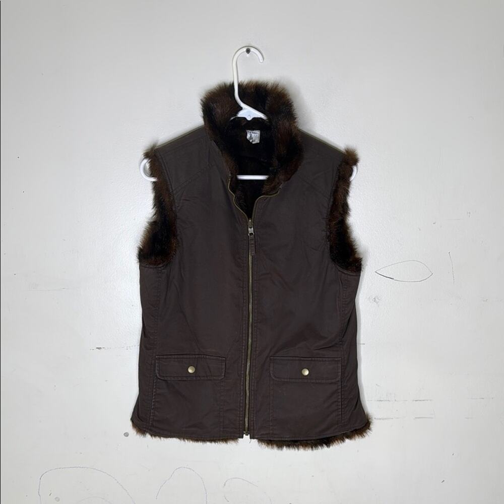 Old Navy Faux Fur Women's Brown Reversible Vest Size Medium